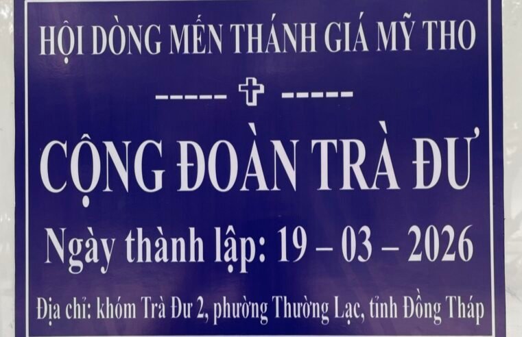 Hội Dòng Mến Thánh Giá Mỹ Tho: Thành lập cộng đoàn mới tại Trà Đư, Đồng Tháp